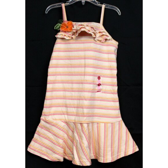 NWT 2005 Gymboree Aloha Wahine Striped Tank Dress sz 6 Flower Ruffle Drop Waist - Picture 1 of 9